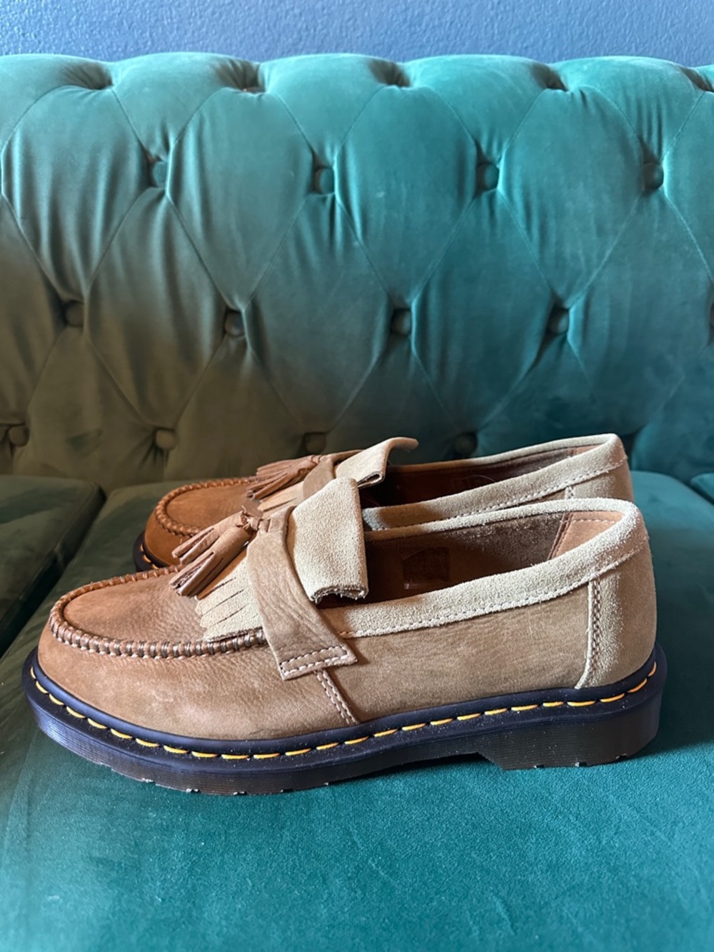Dr. Martens Tan Suede Tassel Fringe Loafers - Picture 2 of 4